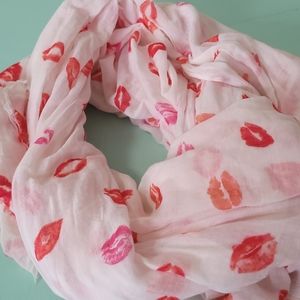 White Scarf With Pink And Red Lips